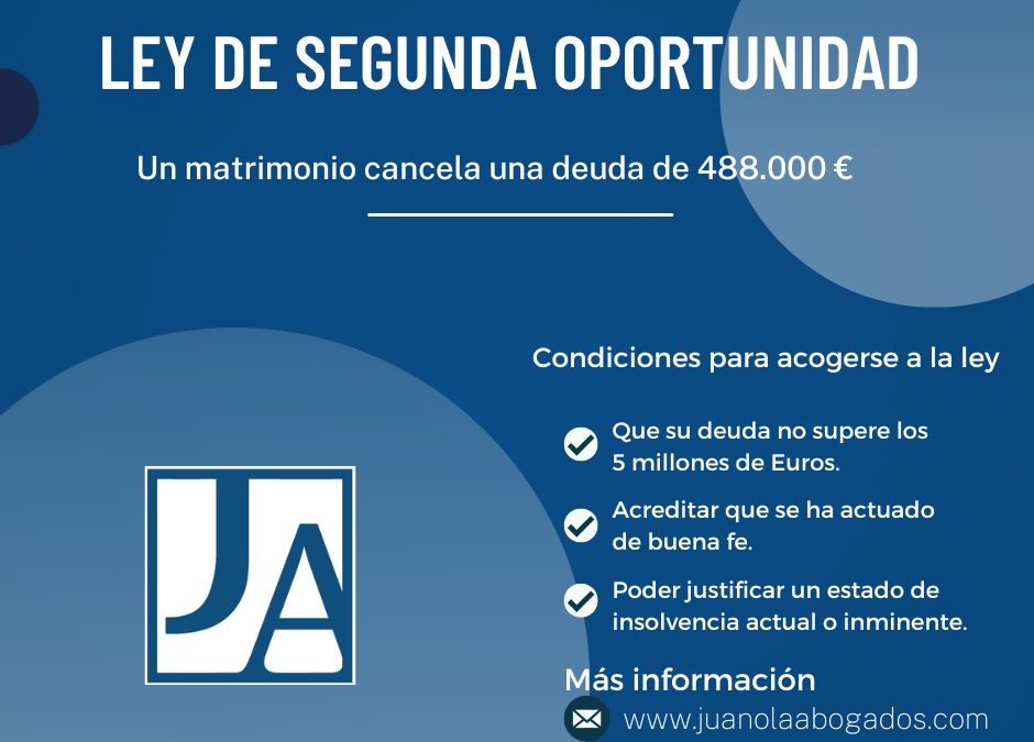 Cancelan una deuda de 488.000 € por la Ley de Segunda Oportunidad