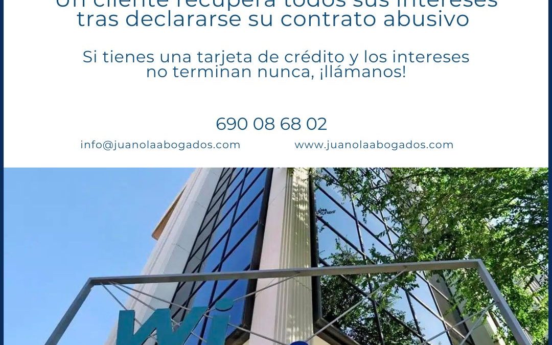 Juanola Abogados gana una nueva demanda por Tarjetas Revolving o abusivas contra Wizink Bank